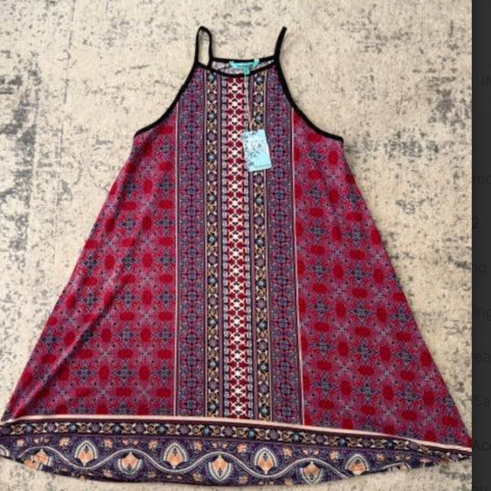 NEW Women's Medium Nostalgia Sundress Purple Red Colors Soft  Beachwear Travel